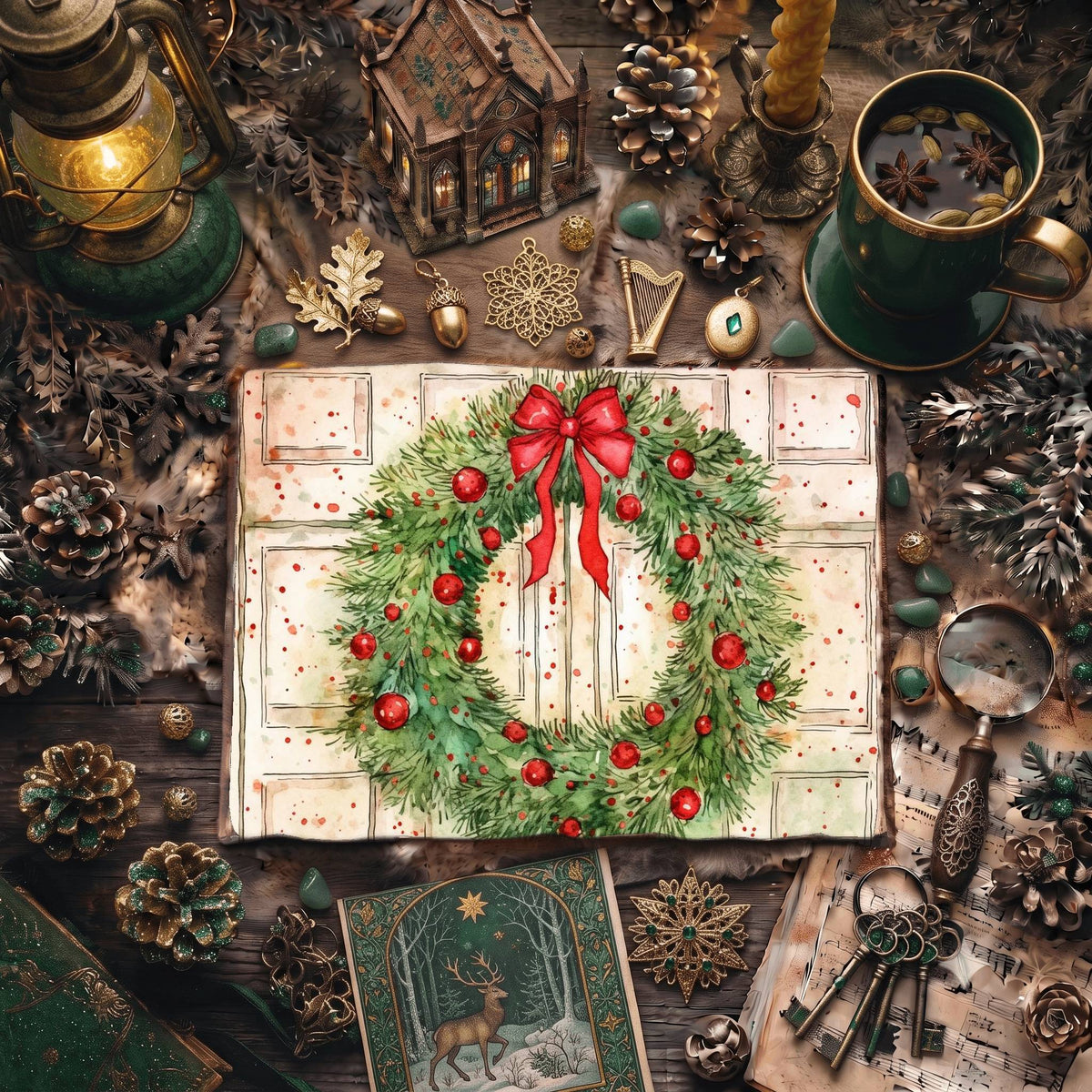 Christmas Wreaths Digital Papers