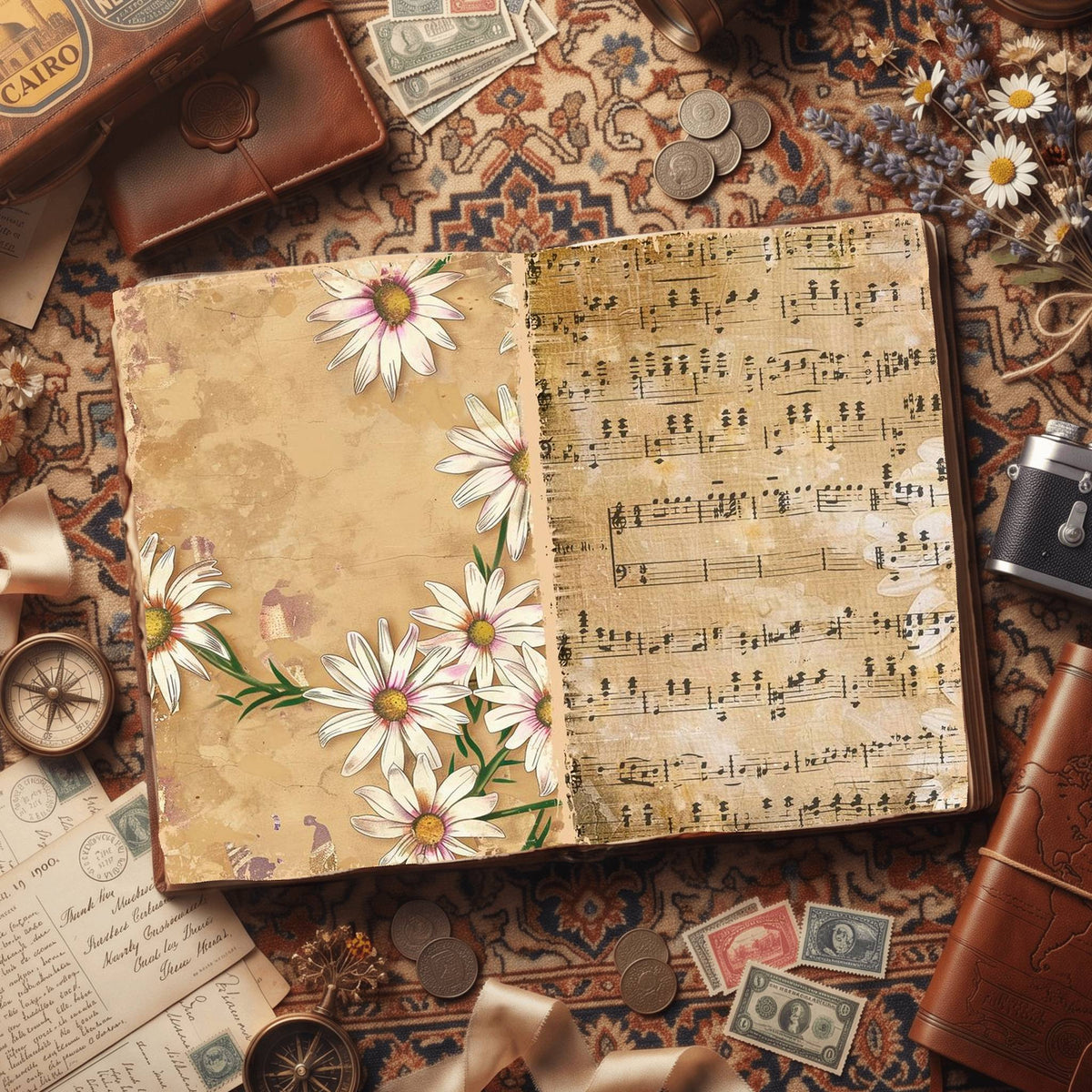 Daisy Flowers Digital Papers