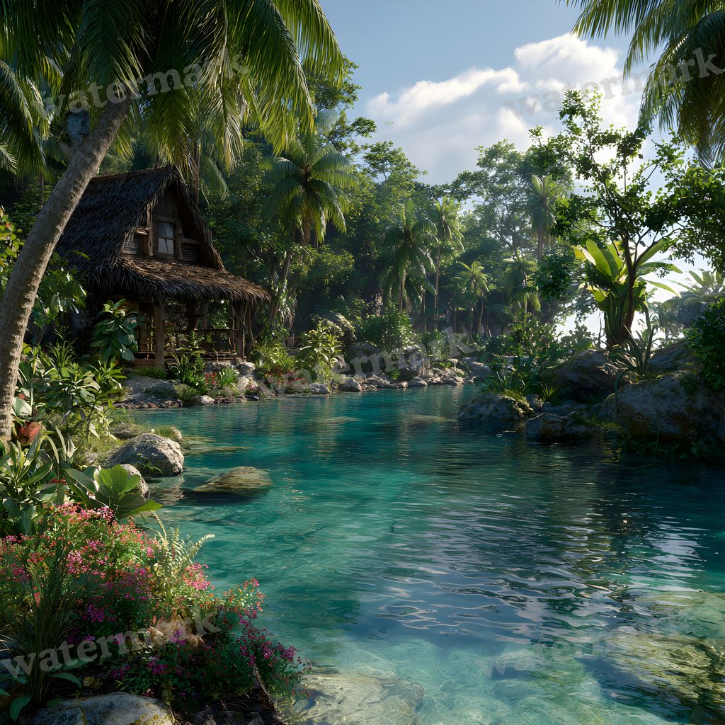 Detailed Tropical Landscape Backdrop Images