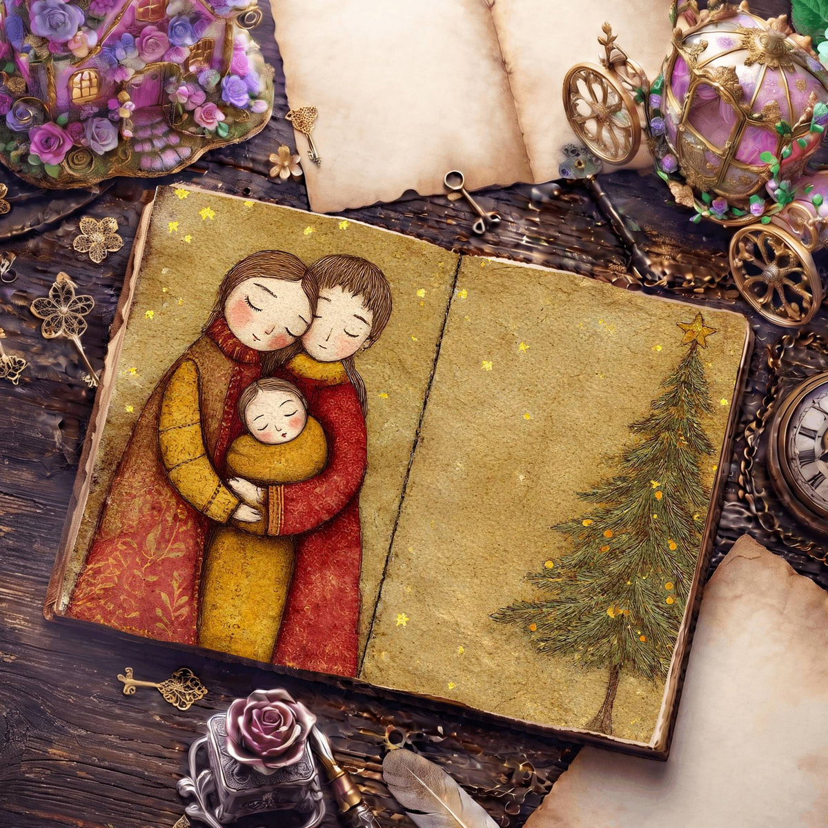 Earthy Colors Christmas Digital Papers