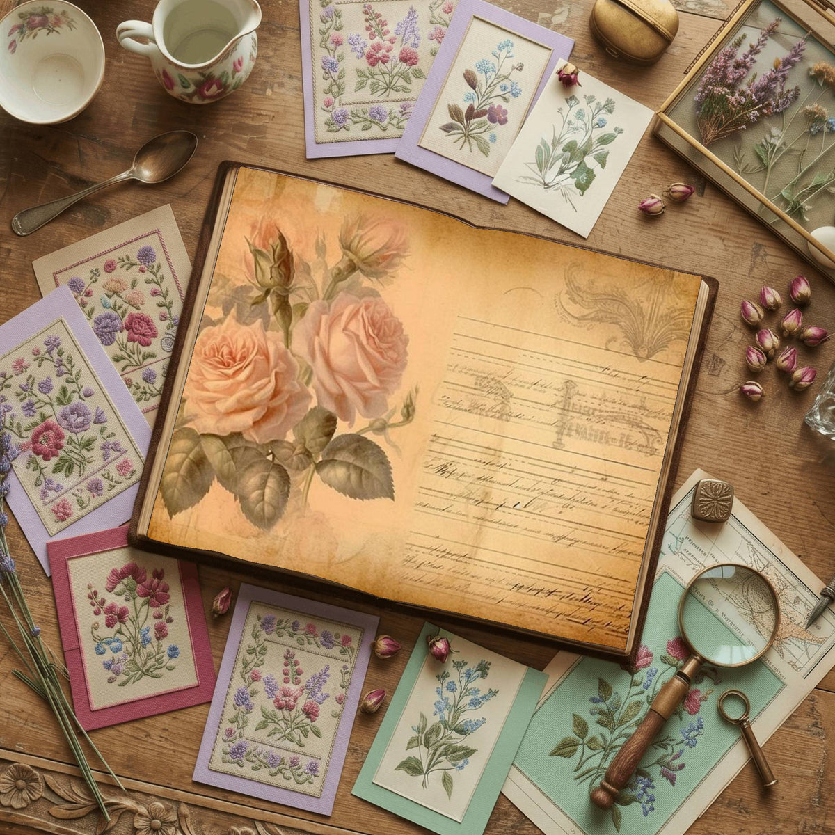 Faded Pink Roses Digital Papers