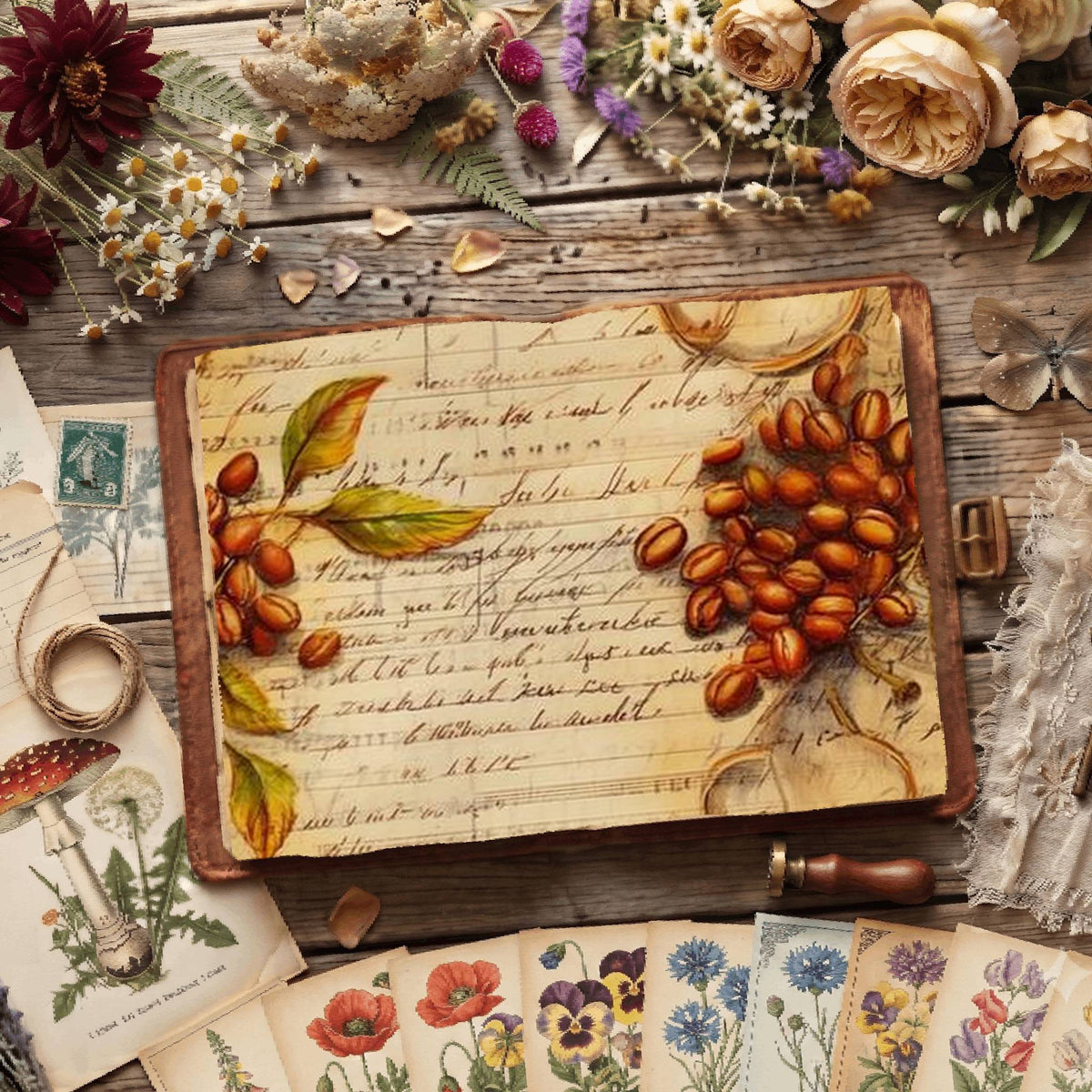 Floral Coffee Digital Papers