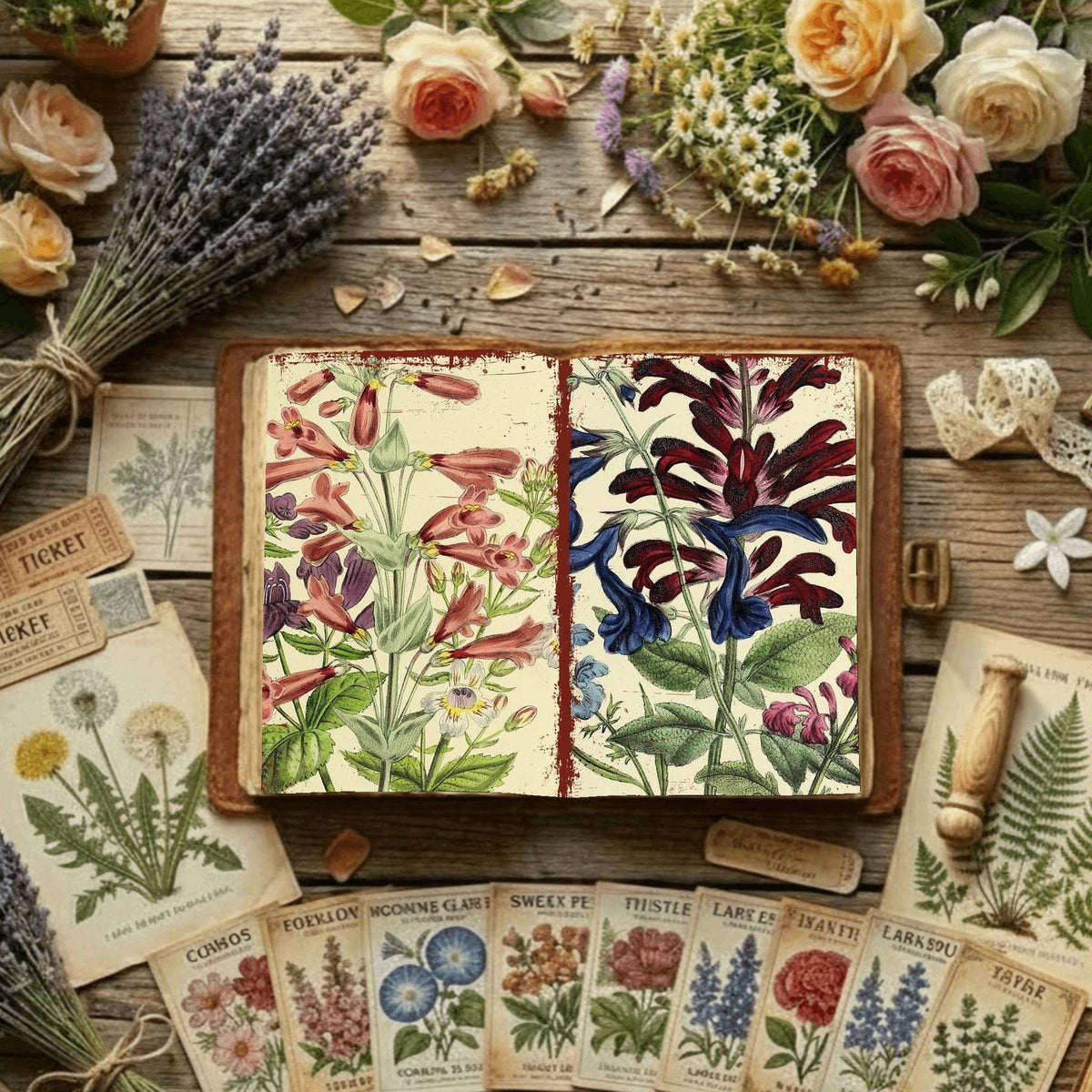 Floral Illustrations Digital Papers