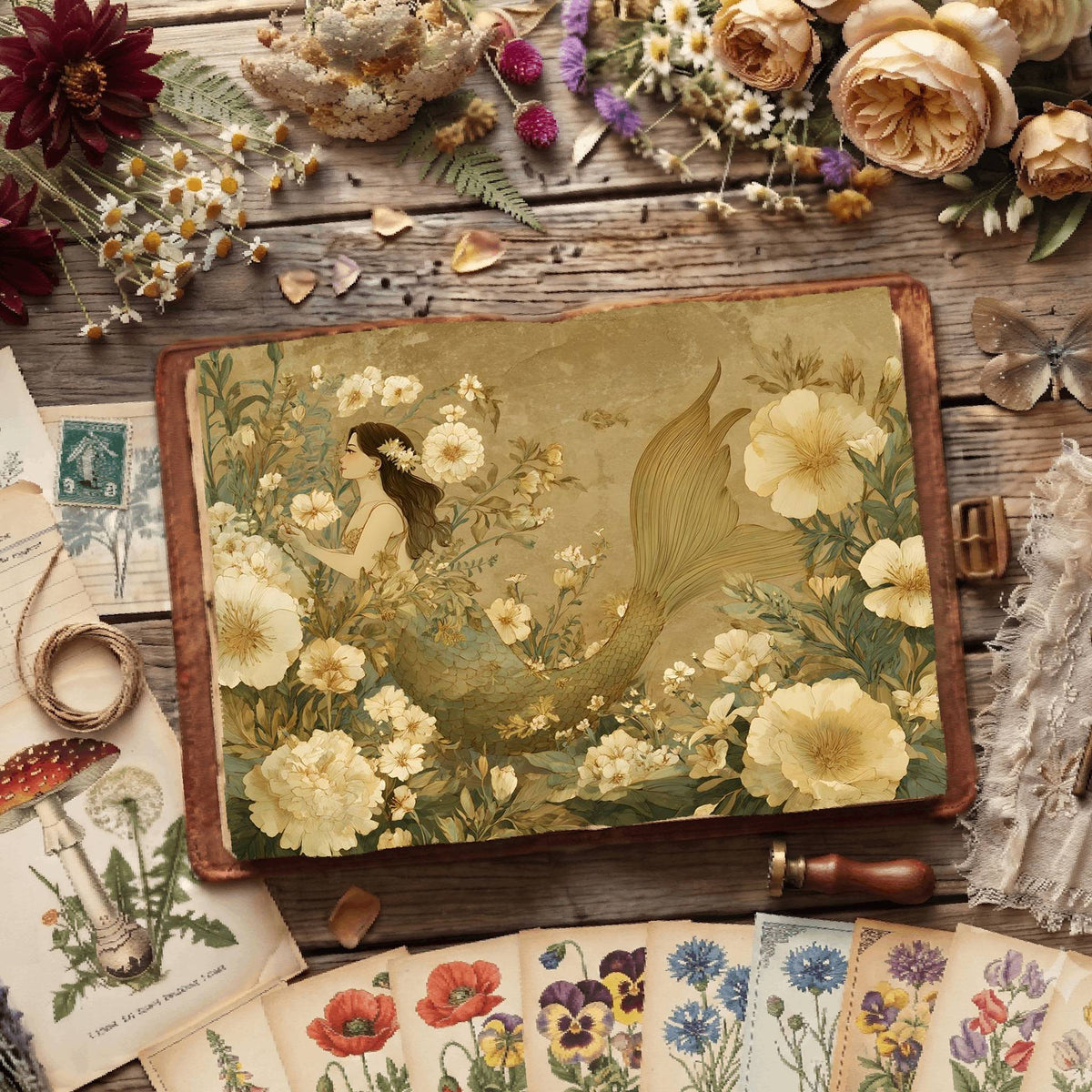 Floral Mermaid Underwater Digital Papers