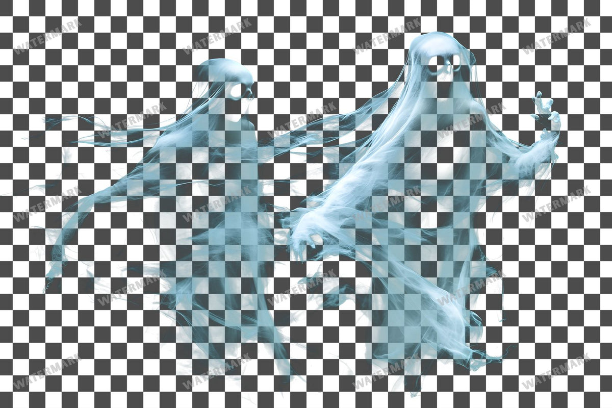 Ghostly Apparitions PNG overlay on a transparent checkered background, preview 15