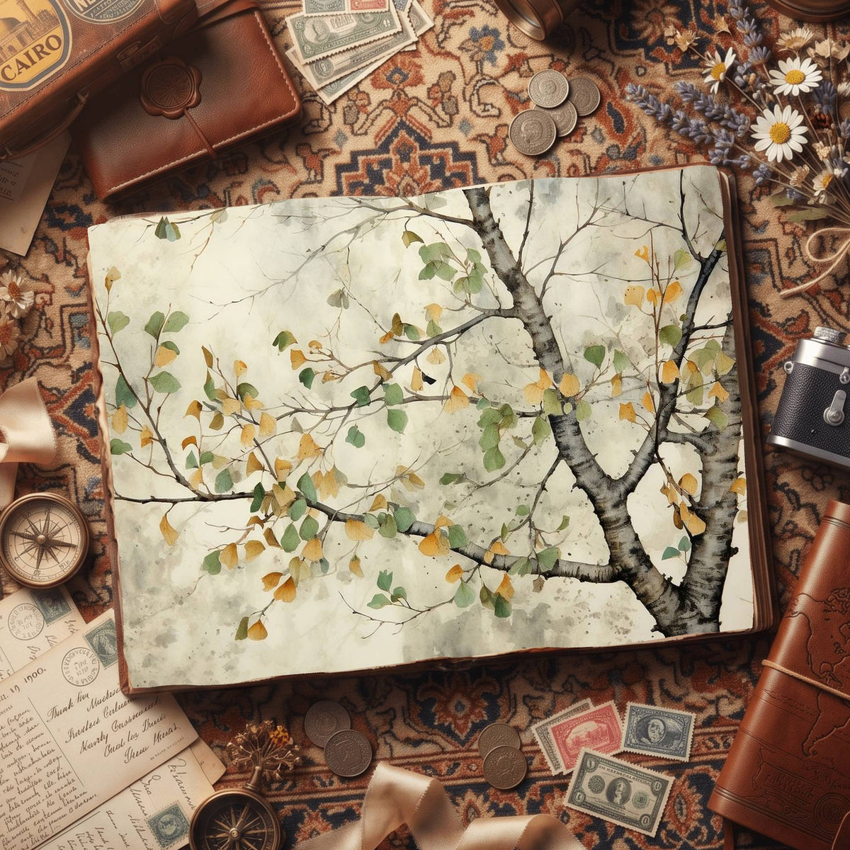 Gingko Trees Digital Papers