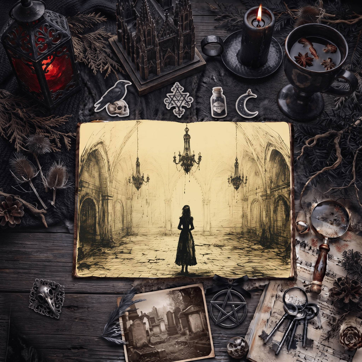 Gothic Chandeliers Digital Papers