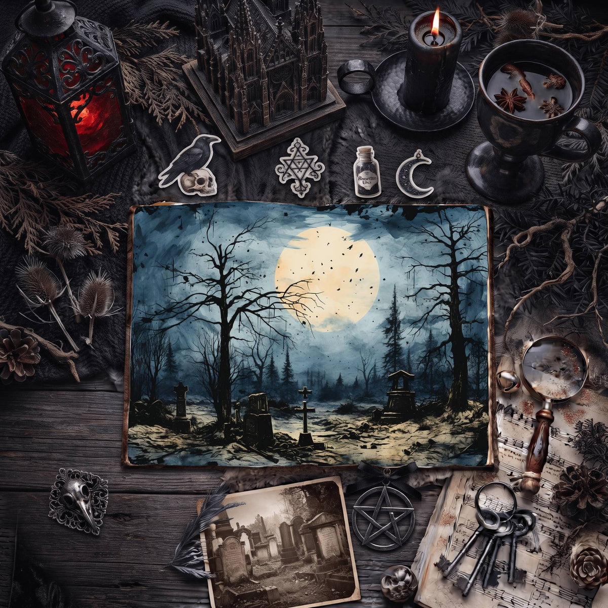 Gothic Moon Digital Papers