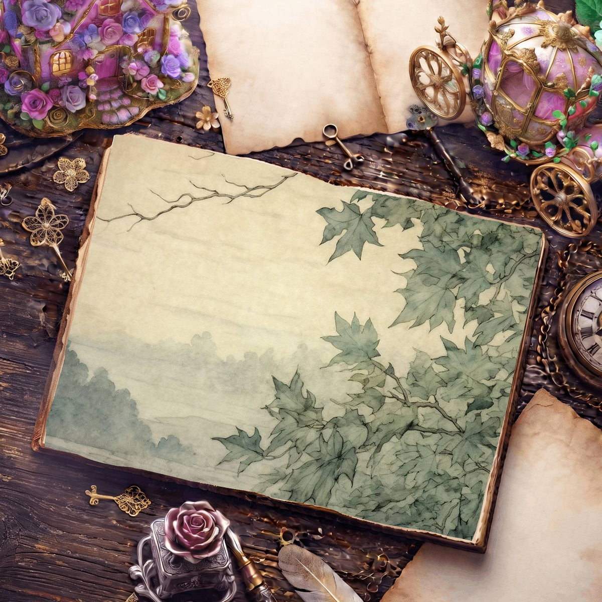 Ivy Leaves Digital Papers