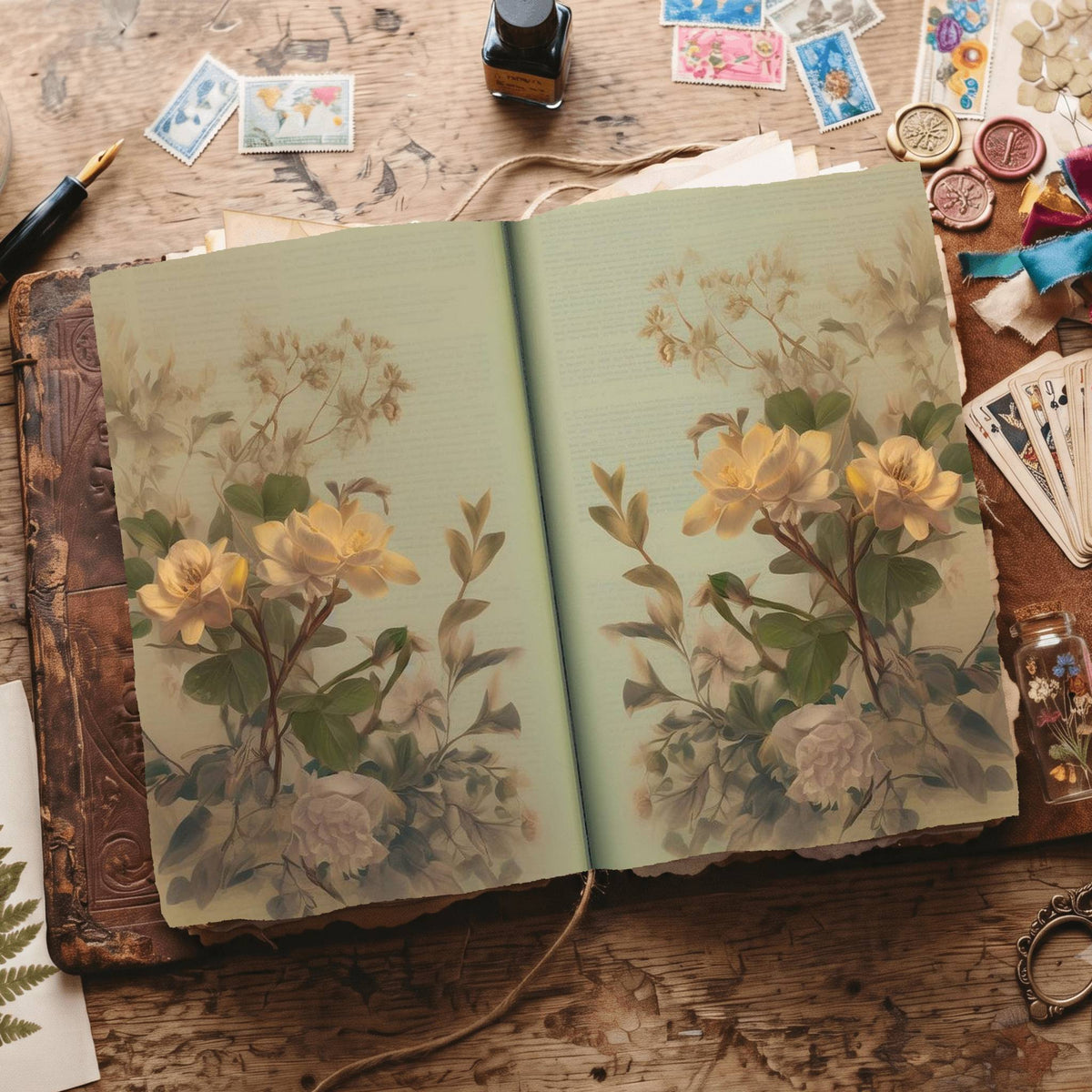 Lined Flower Digital Papers