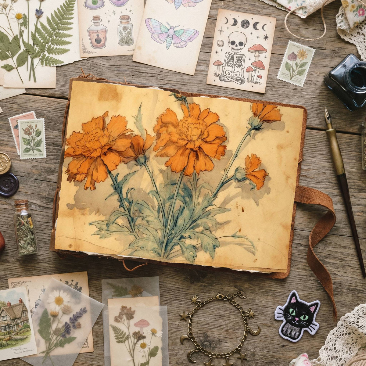 Marigold Flowers Digital Papers