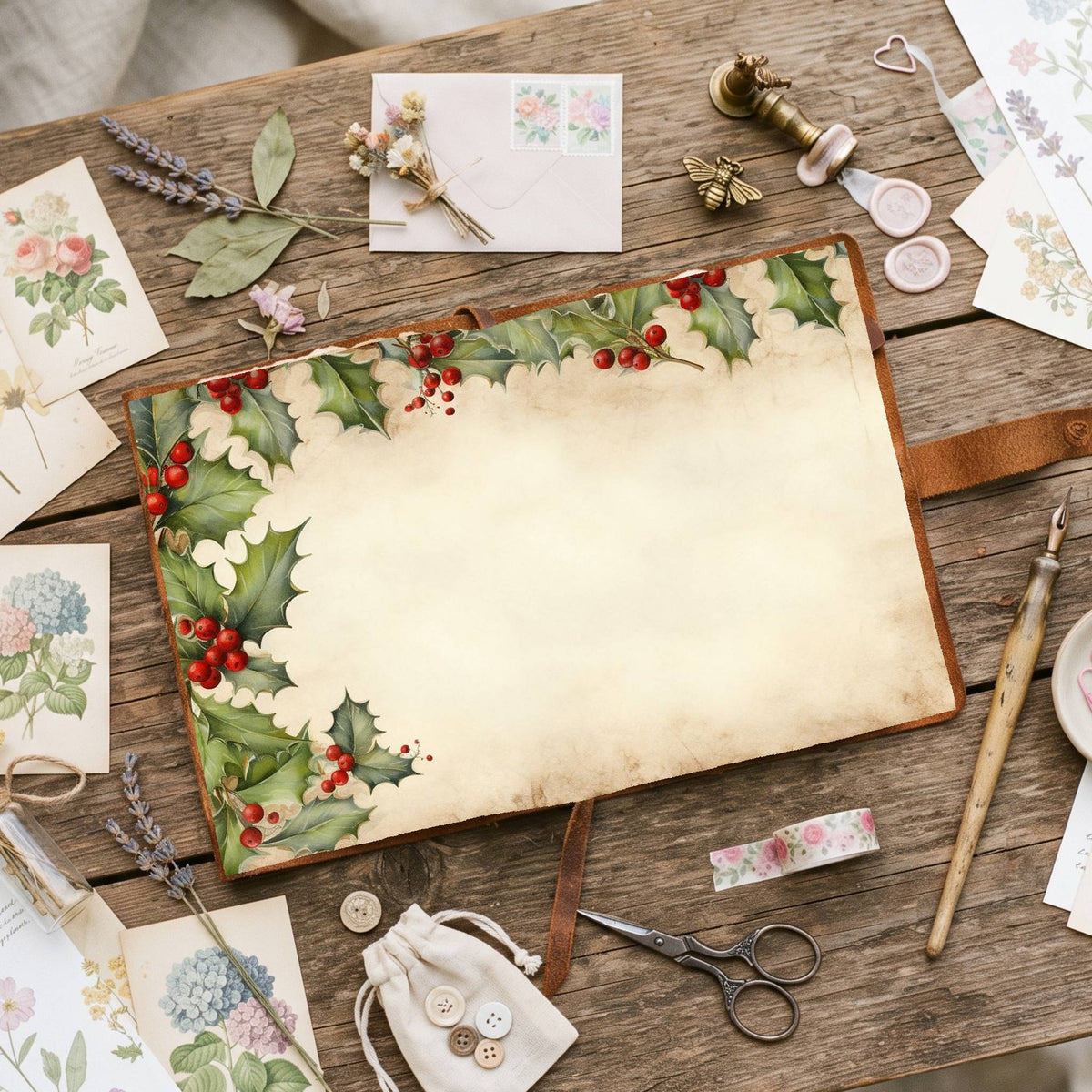 Misletoe Frame Digital Papers