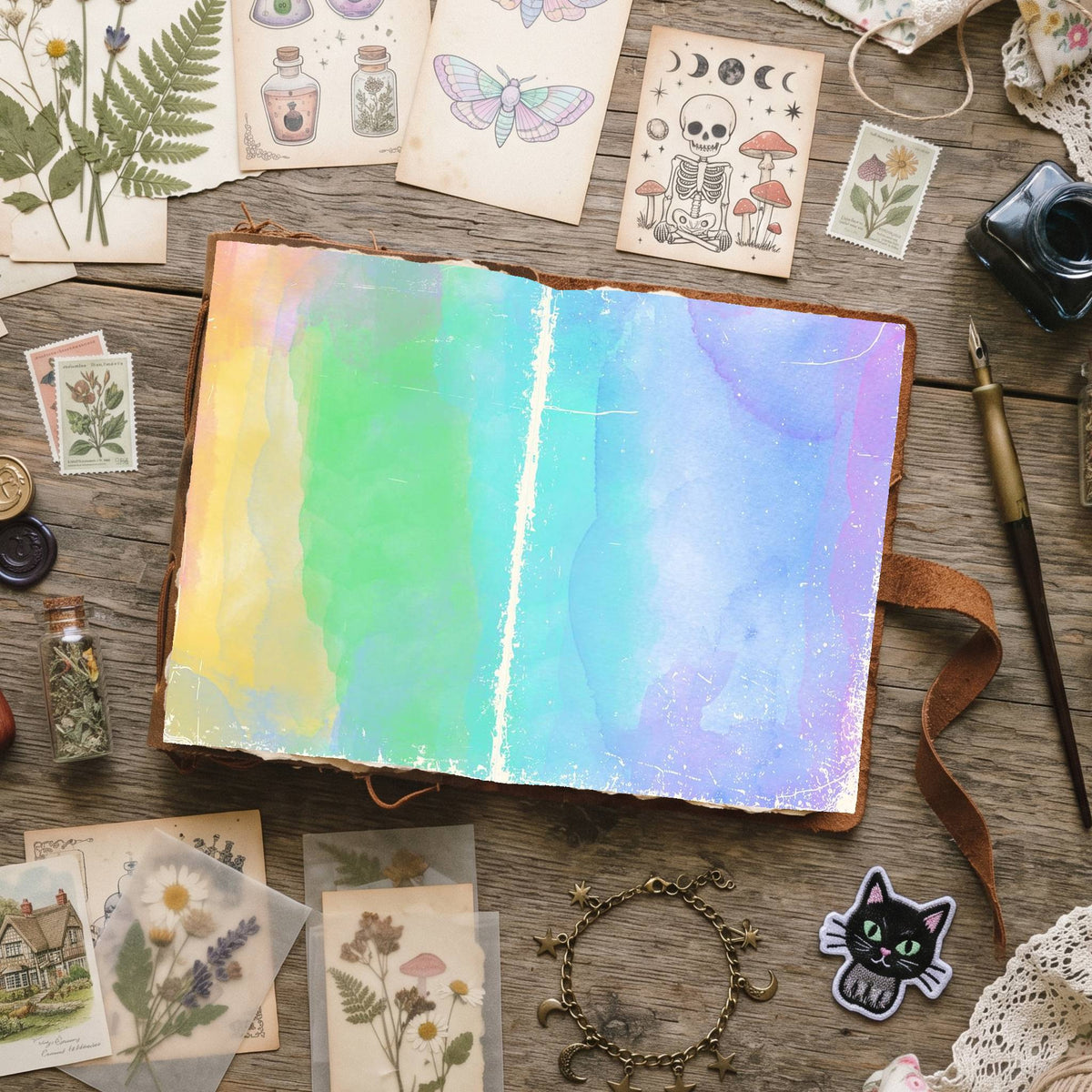 Mixed Color Distressed Blank And Lined Digital Papers