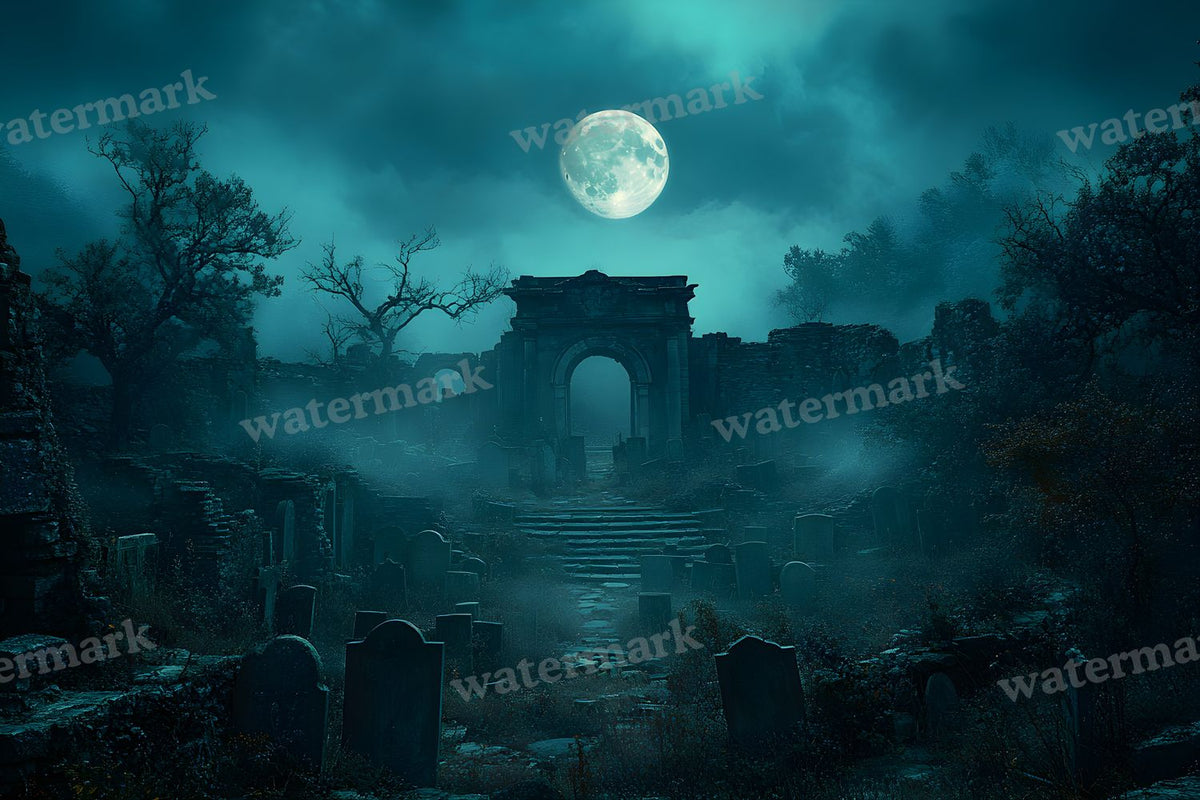 Moonlit Graveyard Backdrop Images