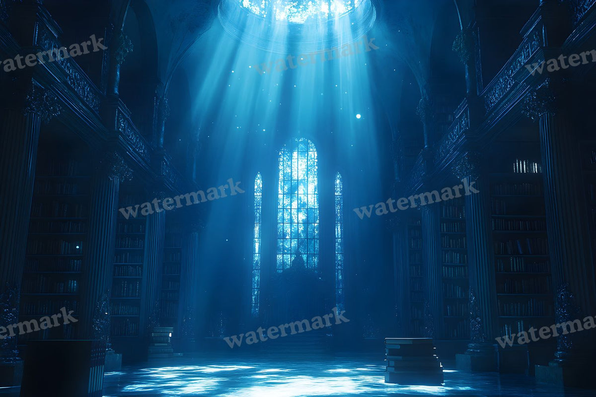 Moonlit Library Backdrop Images