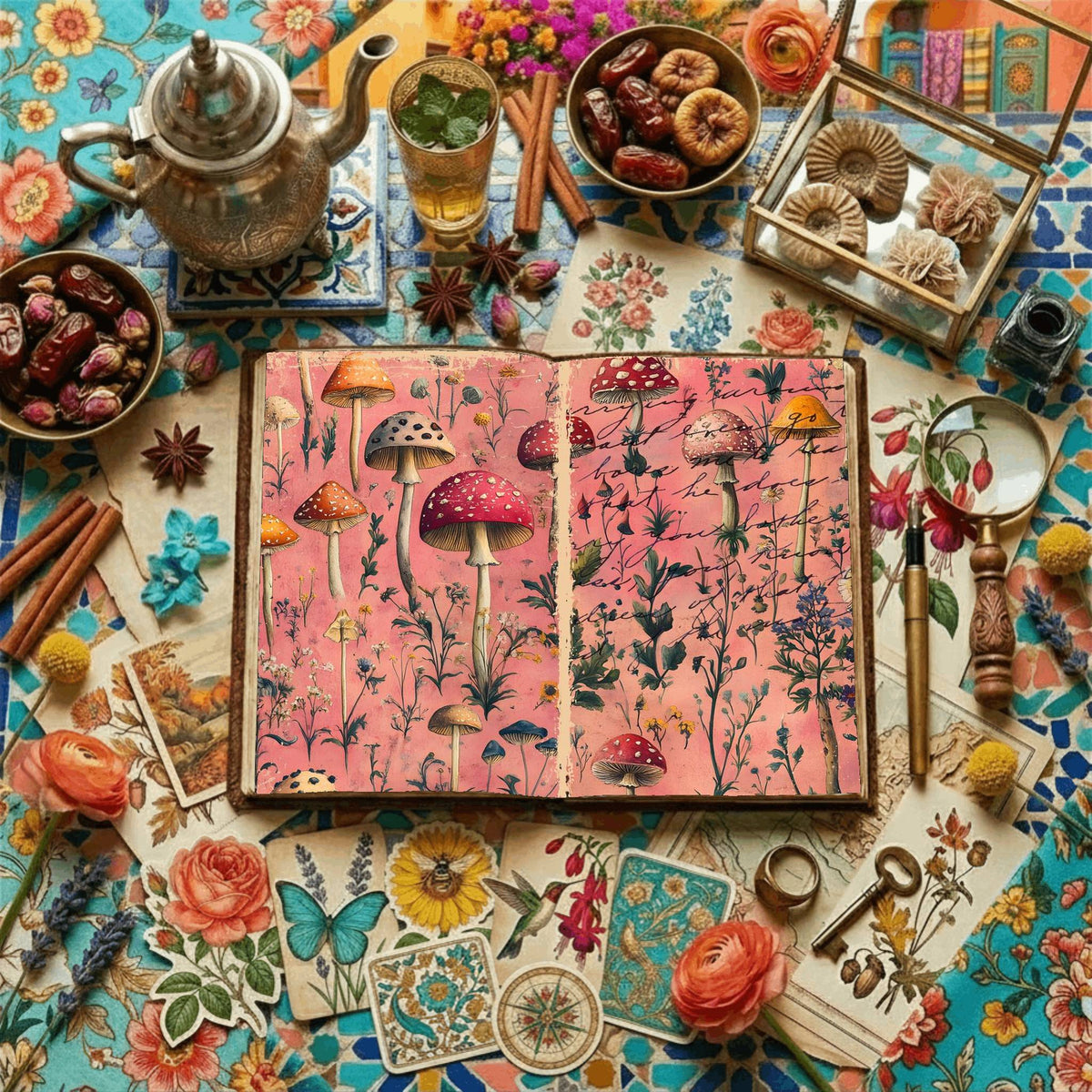 Mushroom printable junk journal paper, page preview 15