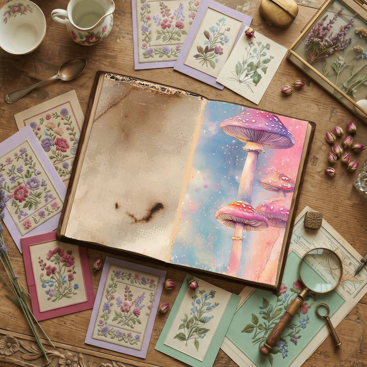Mushroom printable junk journal paper, page preview 15