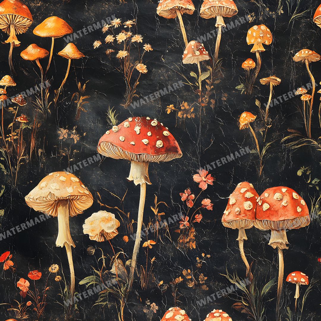 Mushrooms Seamless Pattern