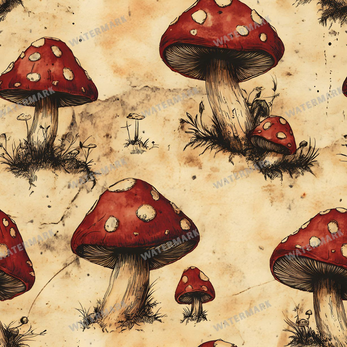 Mushrooms Seamless Pattern