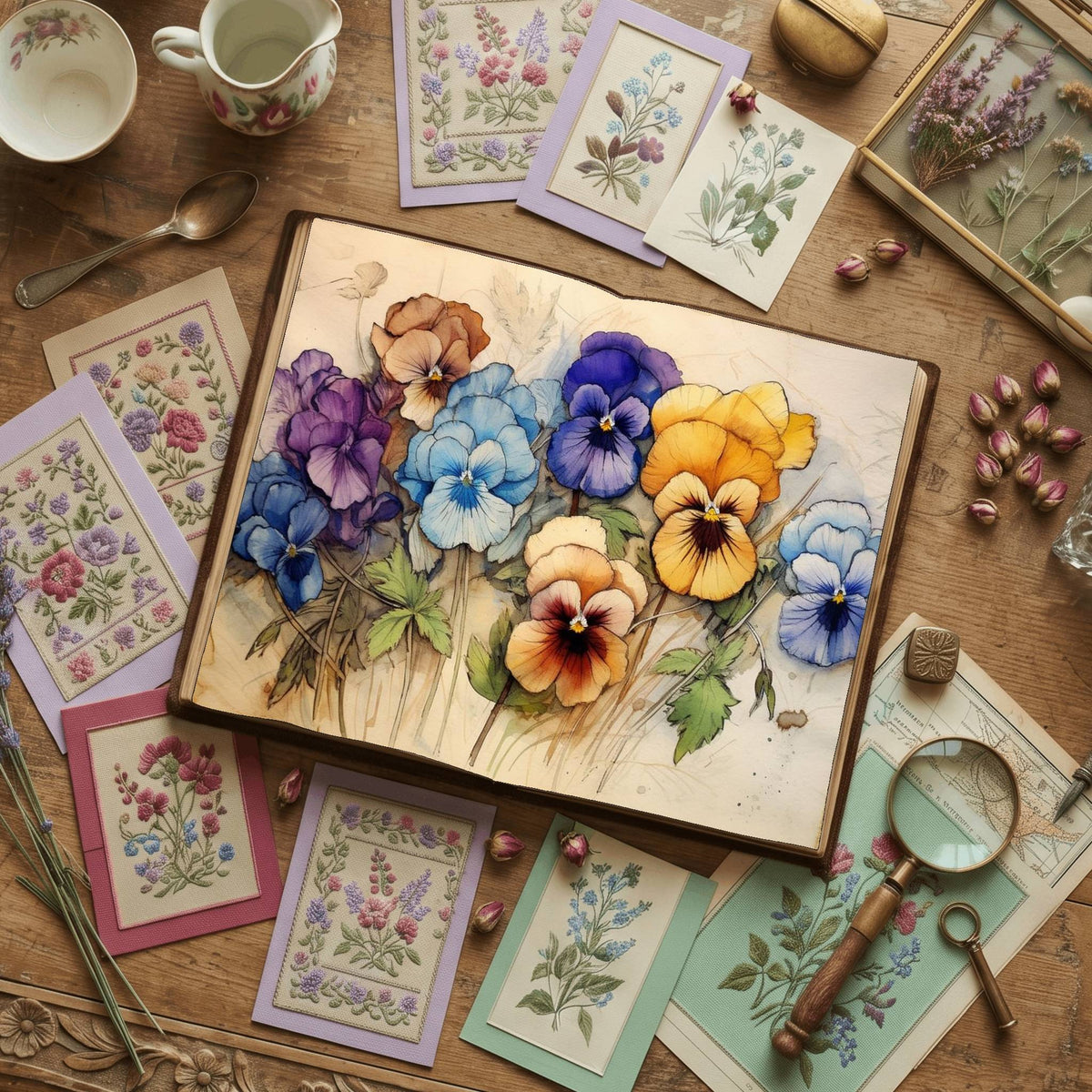 Pansy Flower Watercolour Digital Papers