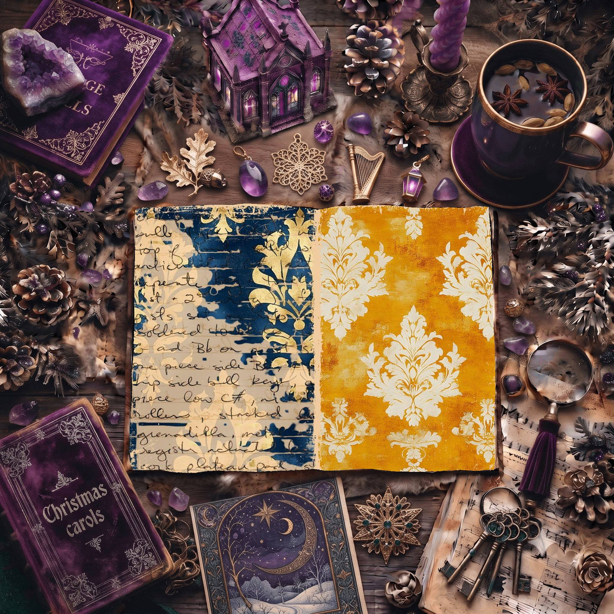 Regal Damask printable junk journal paper, page preview 15
