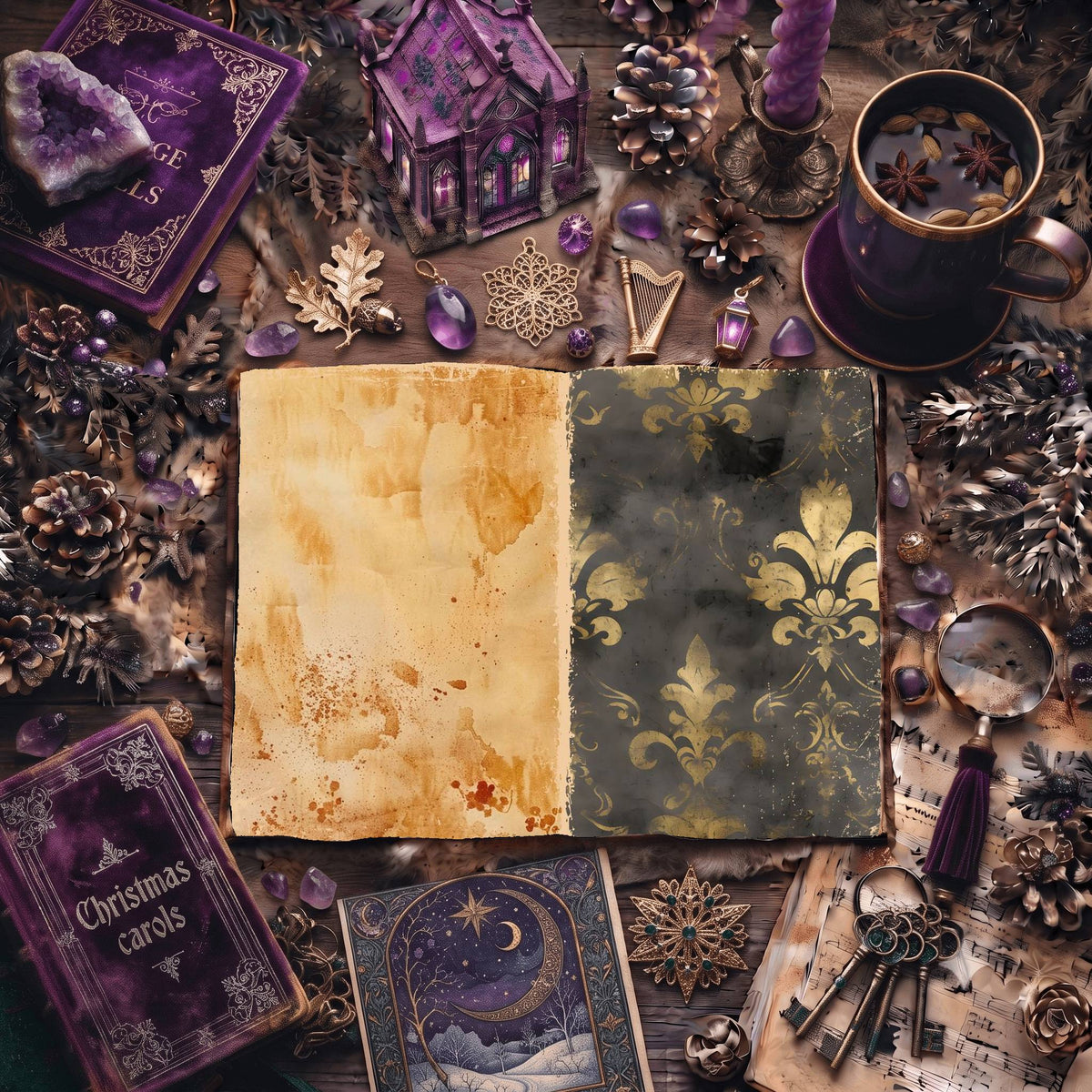 Regal Damask printable junk journal paper, page preview 15