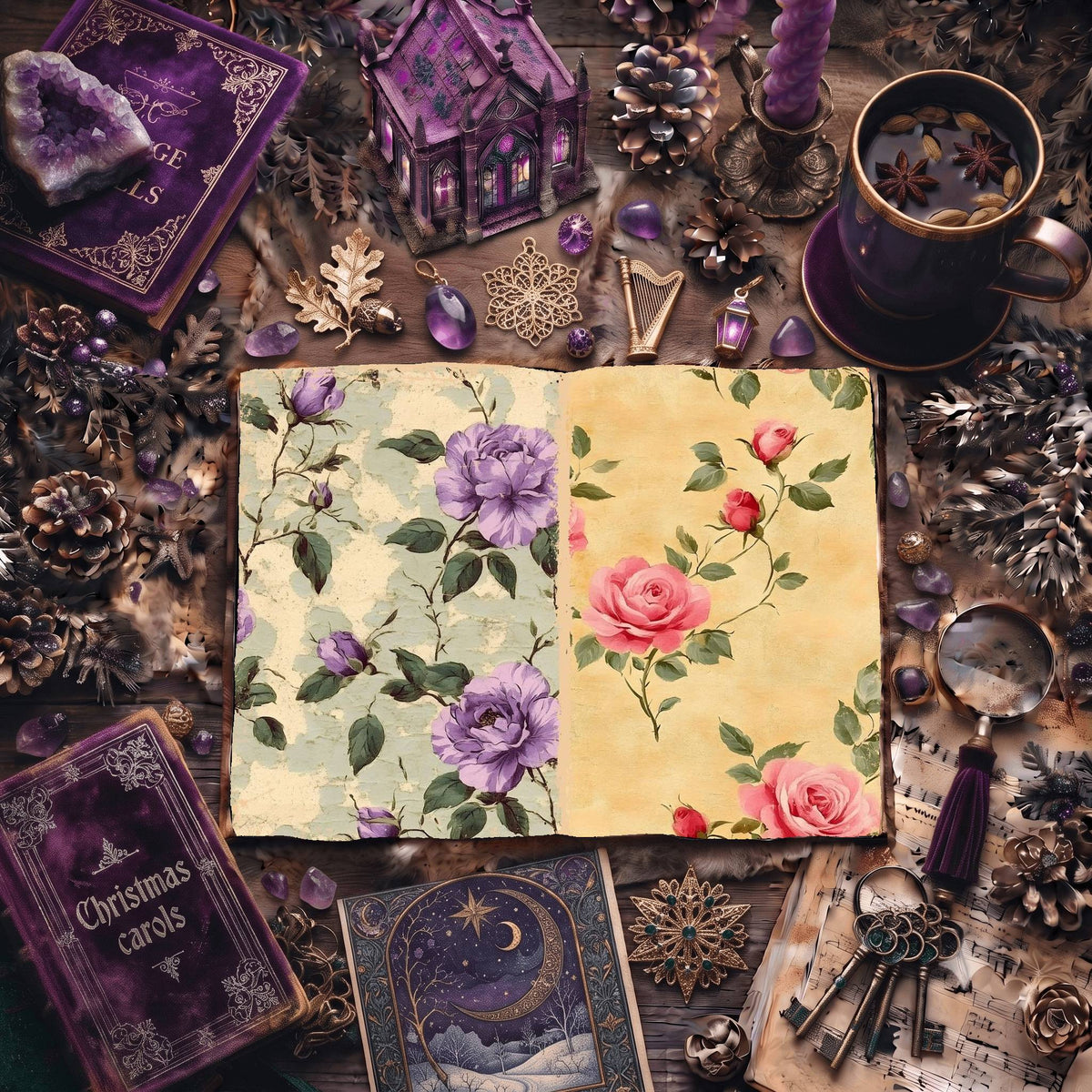 Rose printable junk journal paper, page preview 15