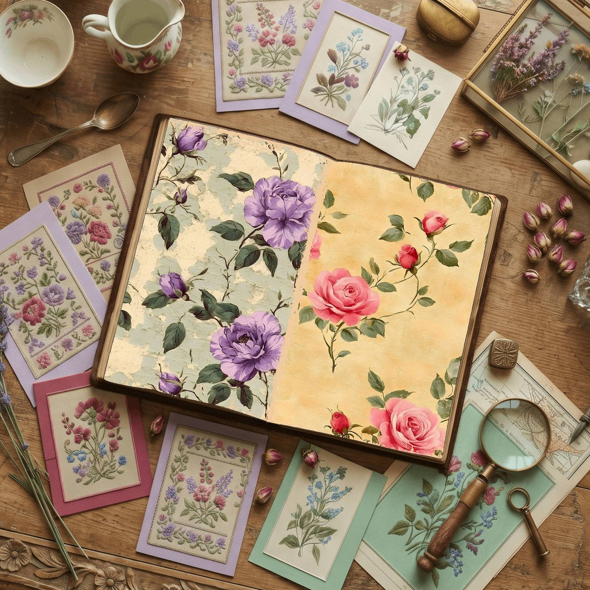 Rose printable junk journal paper, page preview 15