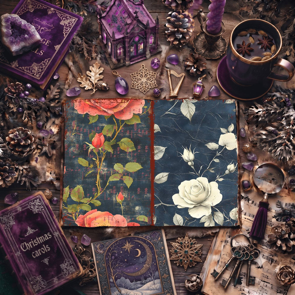 Rose printable junk journal paper, page preview 15
