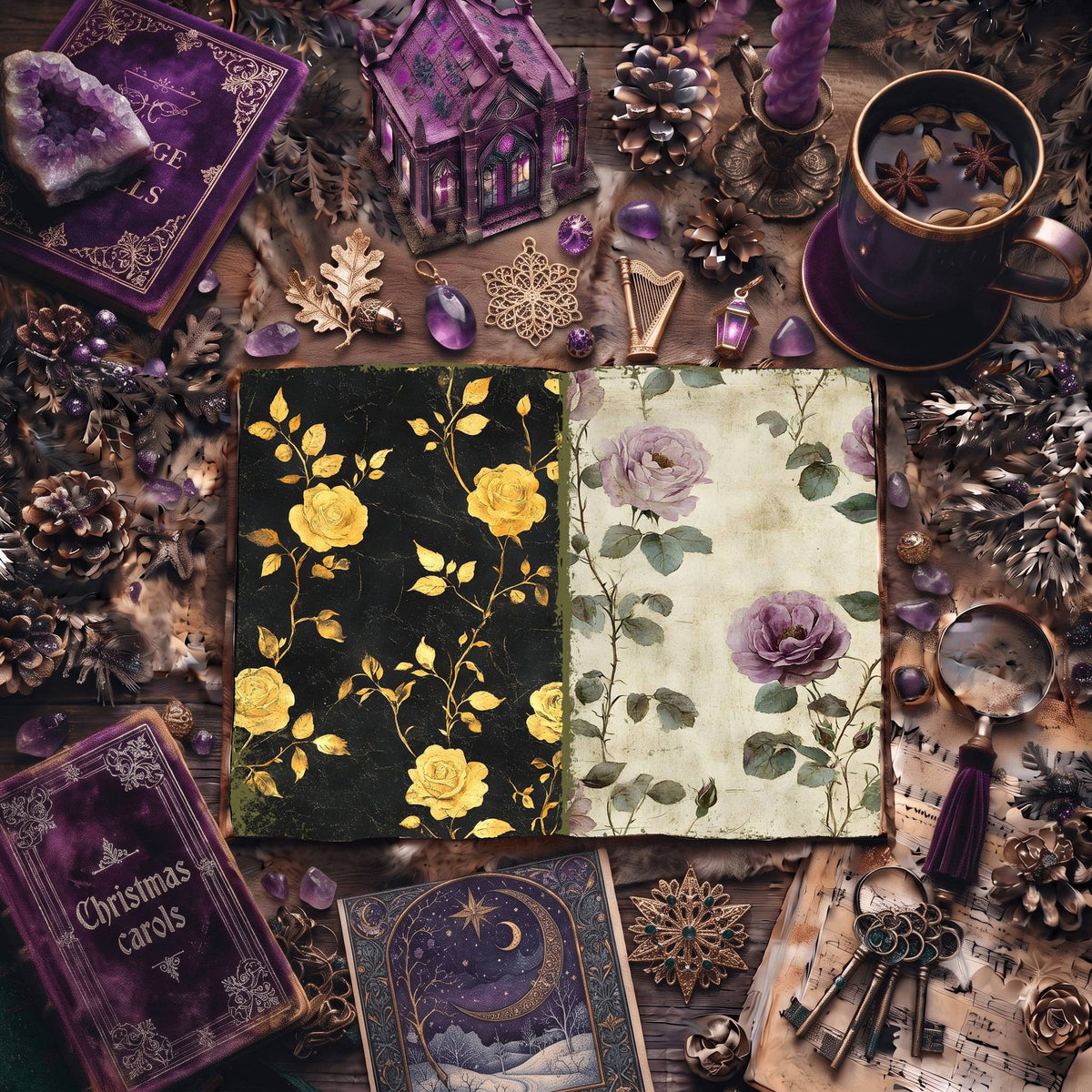 Rose printable junk journal paper, page preview 15