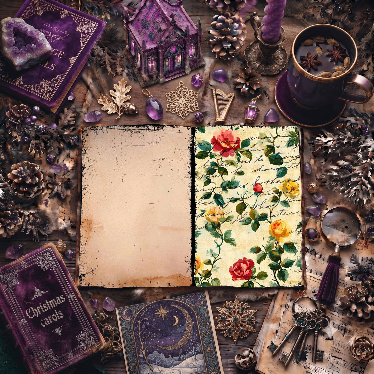 Rose printable junk journal paper, page preview 15