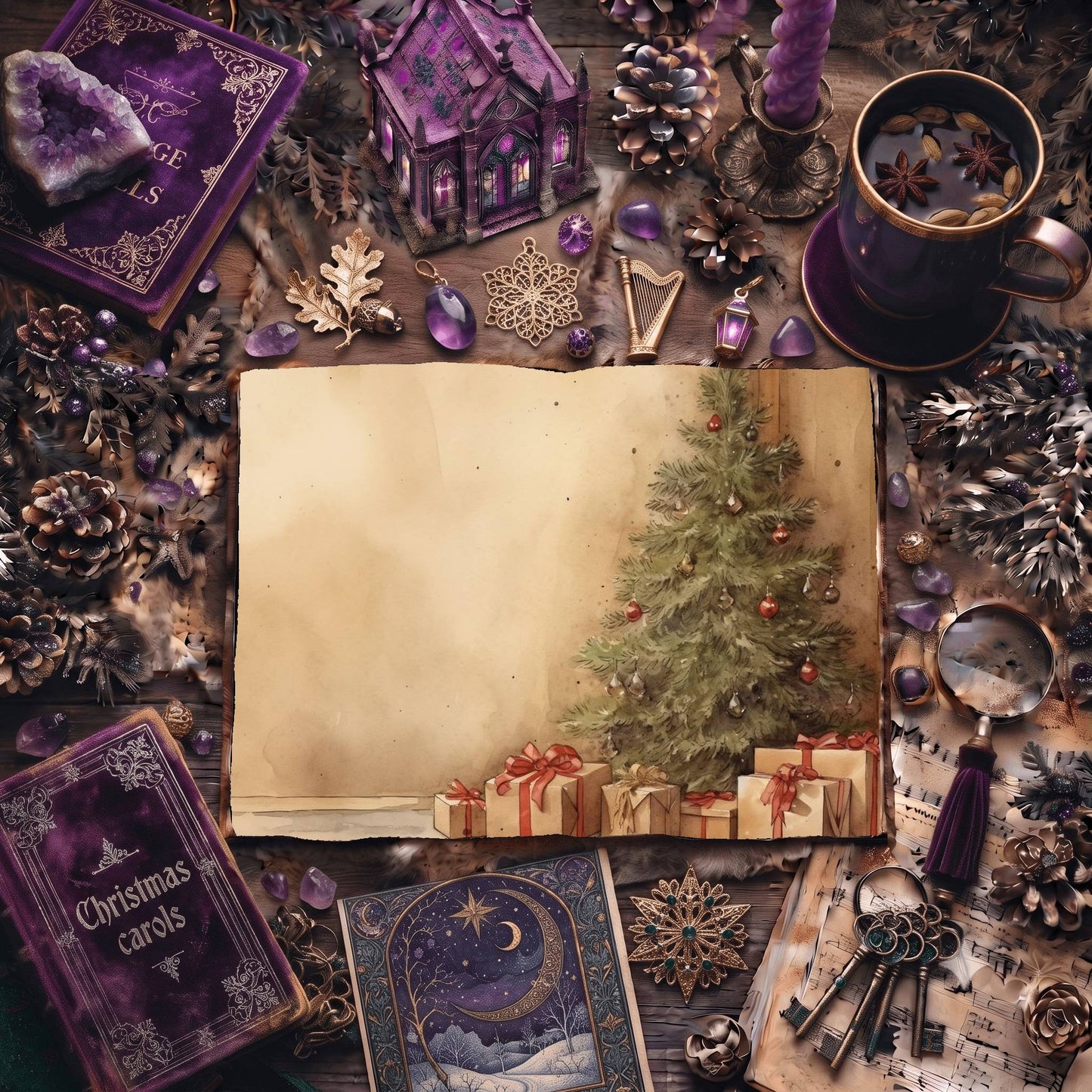 Vintage Christmas Tree Digital Papers