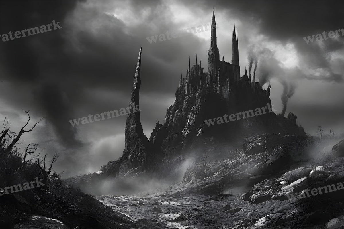 Witch’Castle On Jagged Mountain Dark Sky Backdrop Images