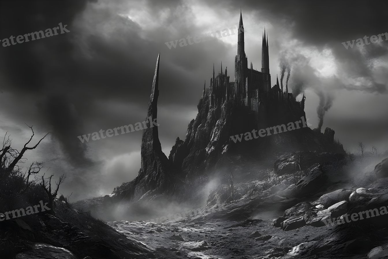 Witch’Castle On Jagged Mountain Dark Sky Backdrop Images