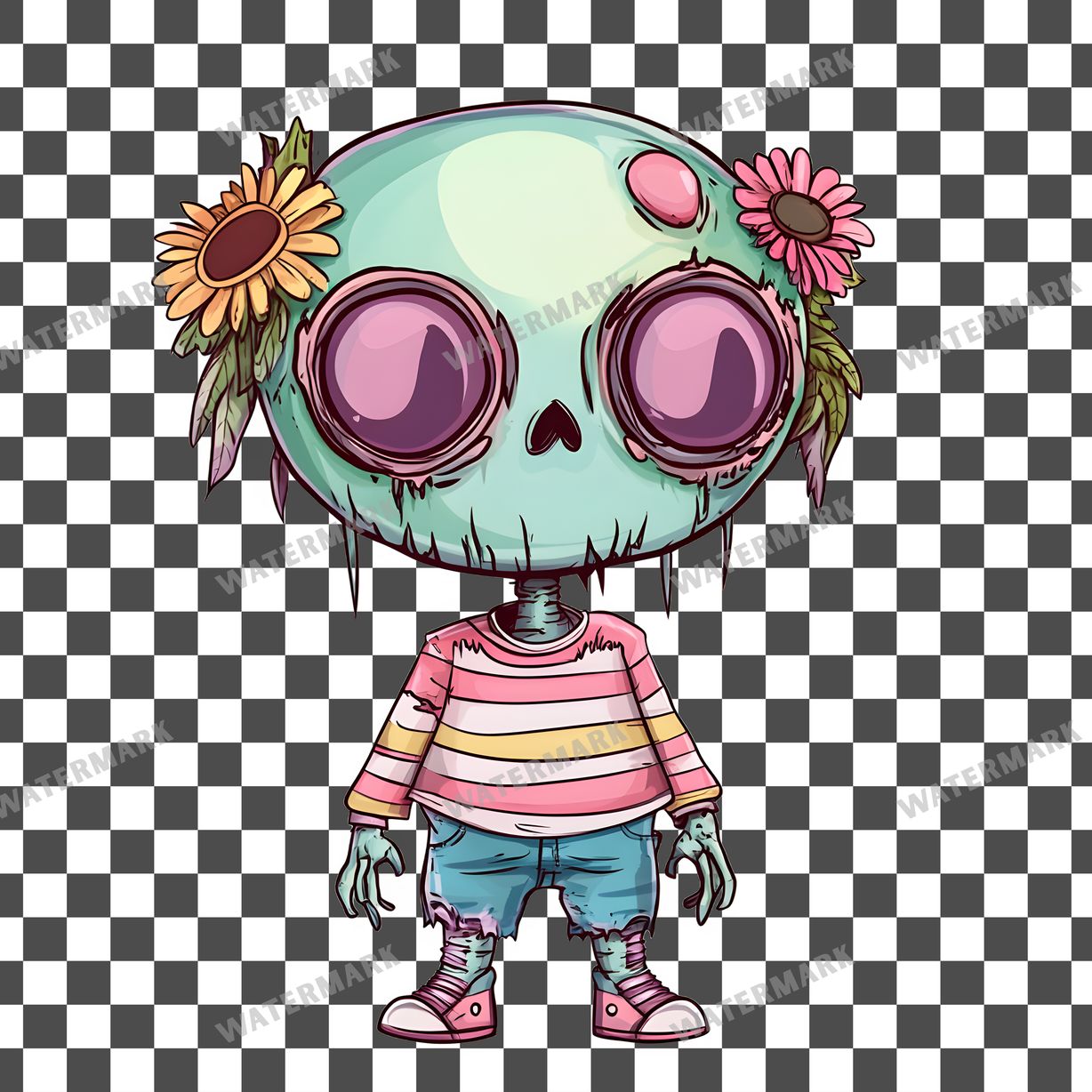 Zombie Kawaii Style Clipart Pngs