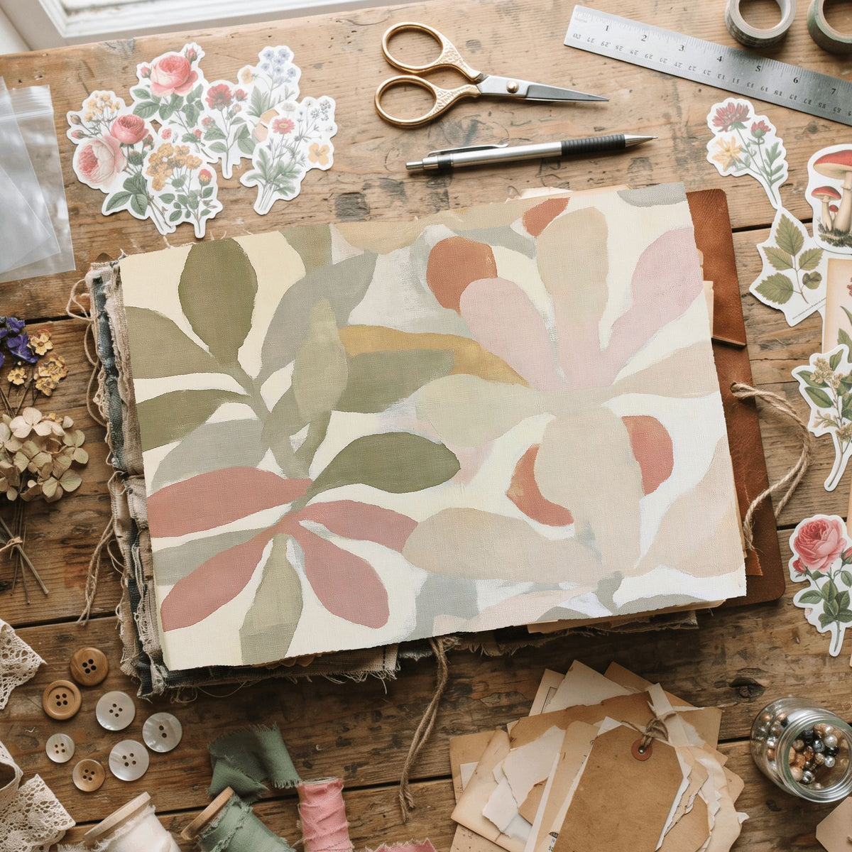 Abstract Botanical Leaves Painting