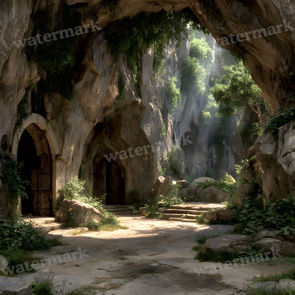 Ancient Stone Platform Cave Backdrop Images