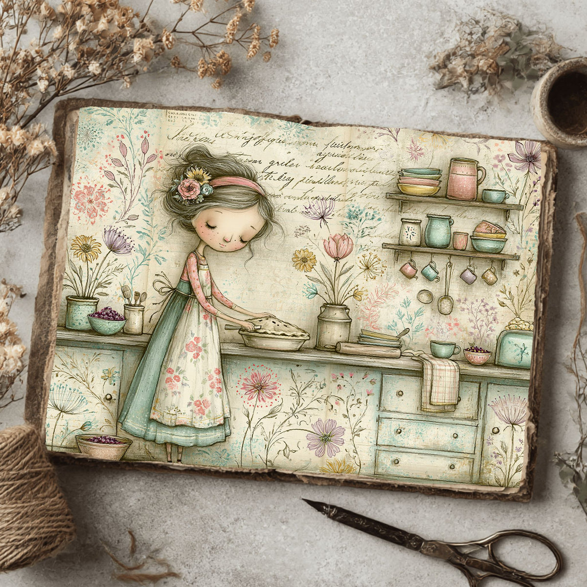 Cozy Berry Pie Kitchen Illustration