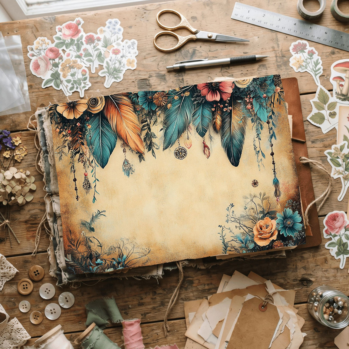 Dreamy Aged Vintage Printable Paper