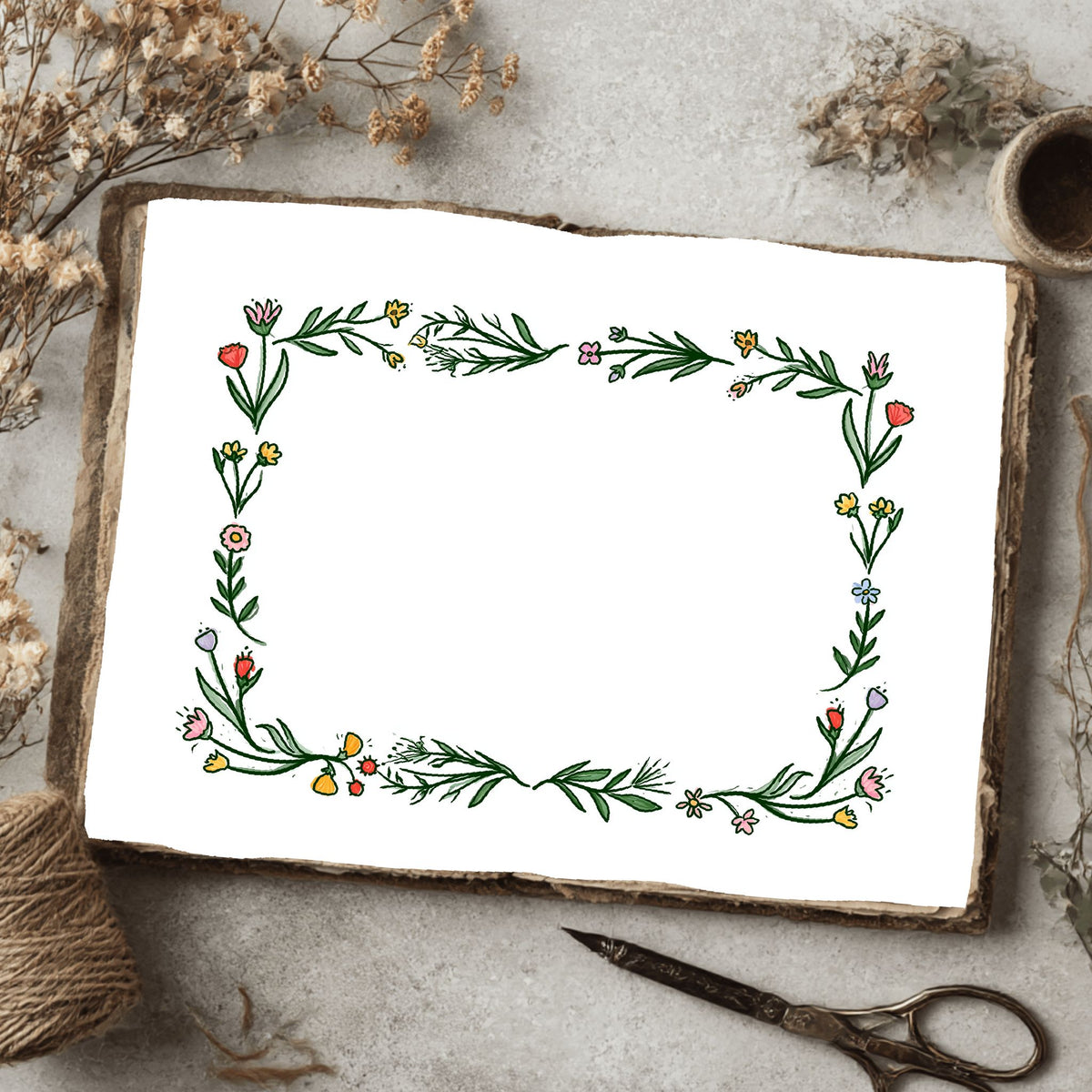 Folk Art Watercolor Floral Pattern