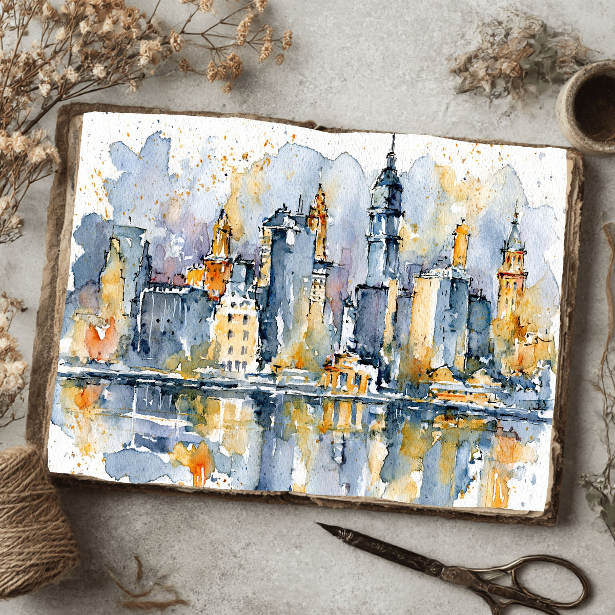 Minimalist Japanese New York Watercolor