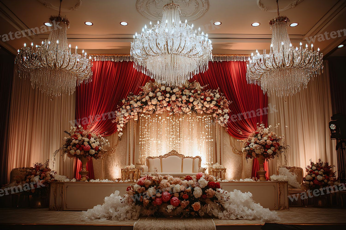 Opulent Wedding Ballroom digital photo backdrop for photo editing, preview 15