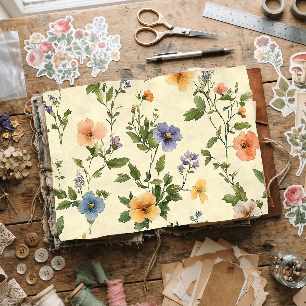 Pastel Botanical Bloom Paper