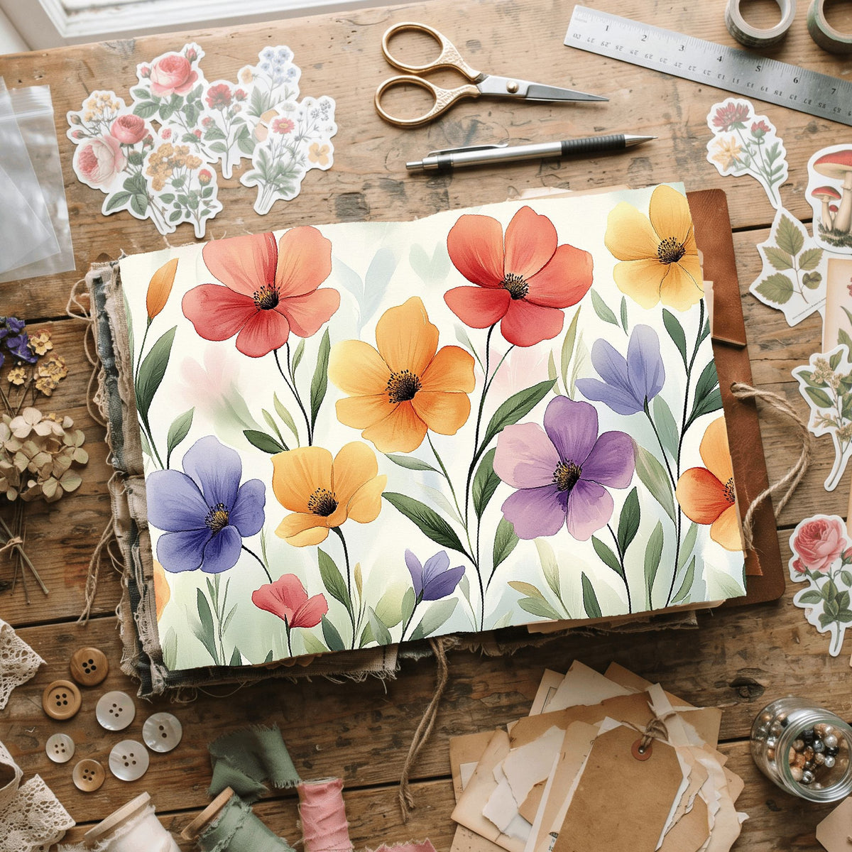 Pastel Botanical Floral Bloom Paper
