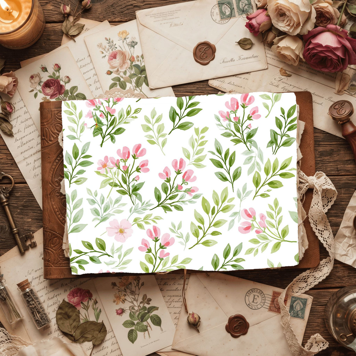 Pastel Pink & Green Watercolor Pattern