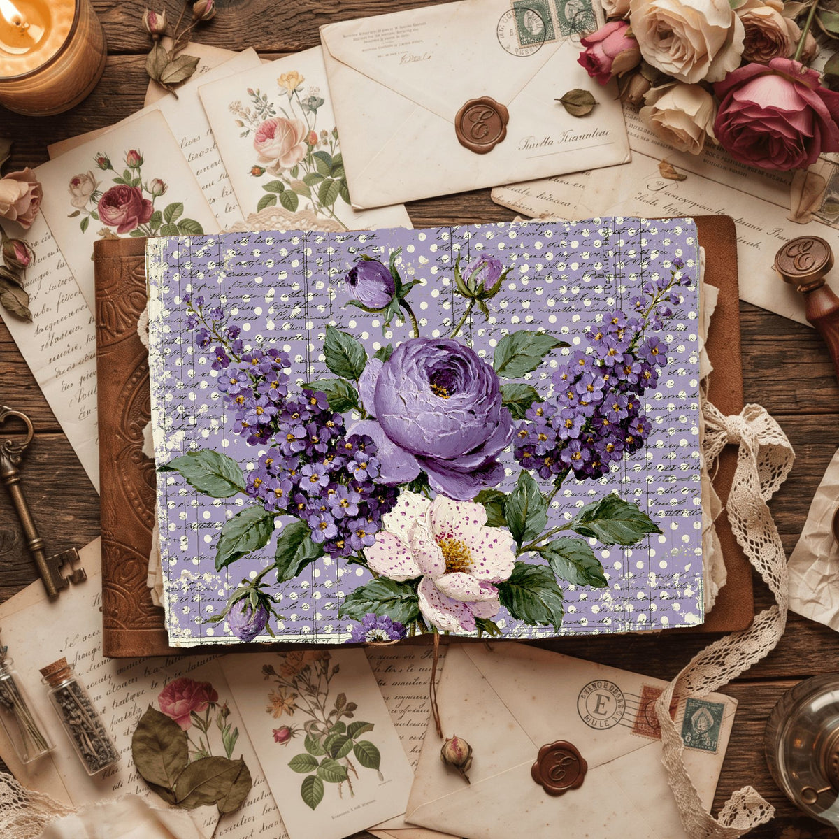 Pastel Purple Shabby Chic Journal Paper