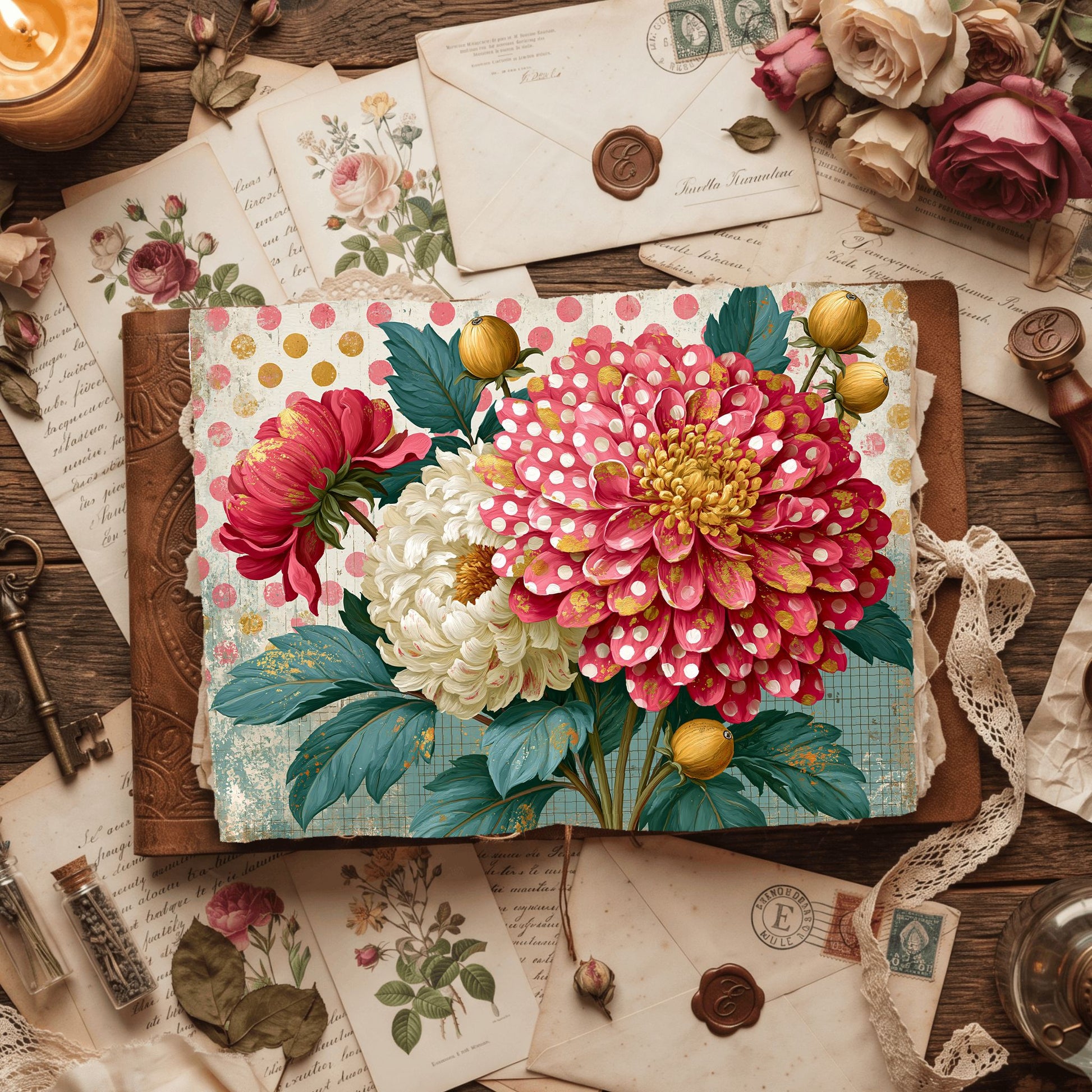 Pink & Gold Shabby Chic Journal Paper
