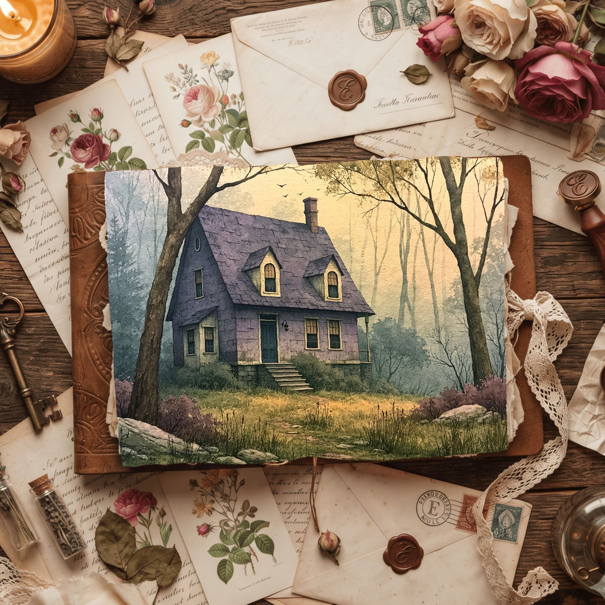 Purple Halloween Watercolor Art