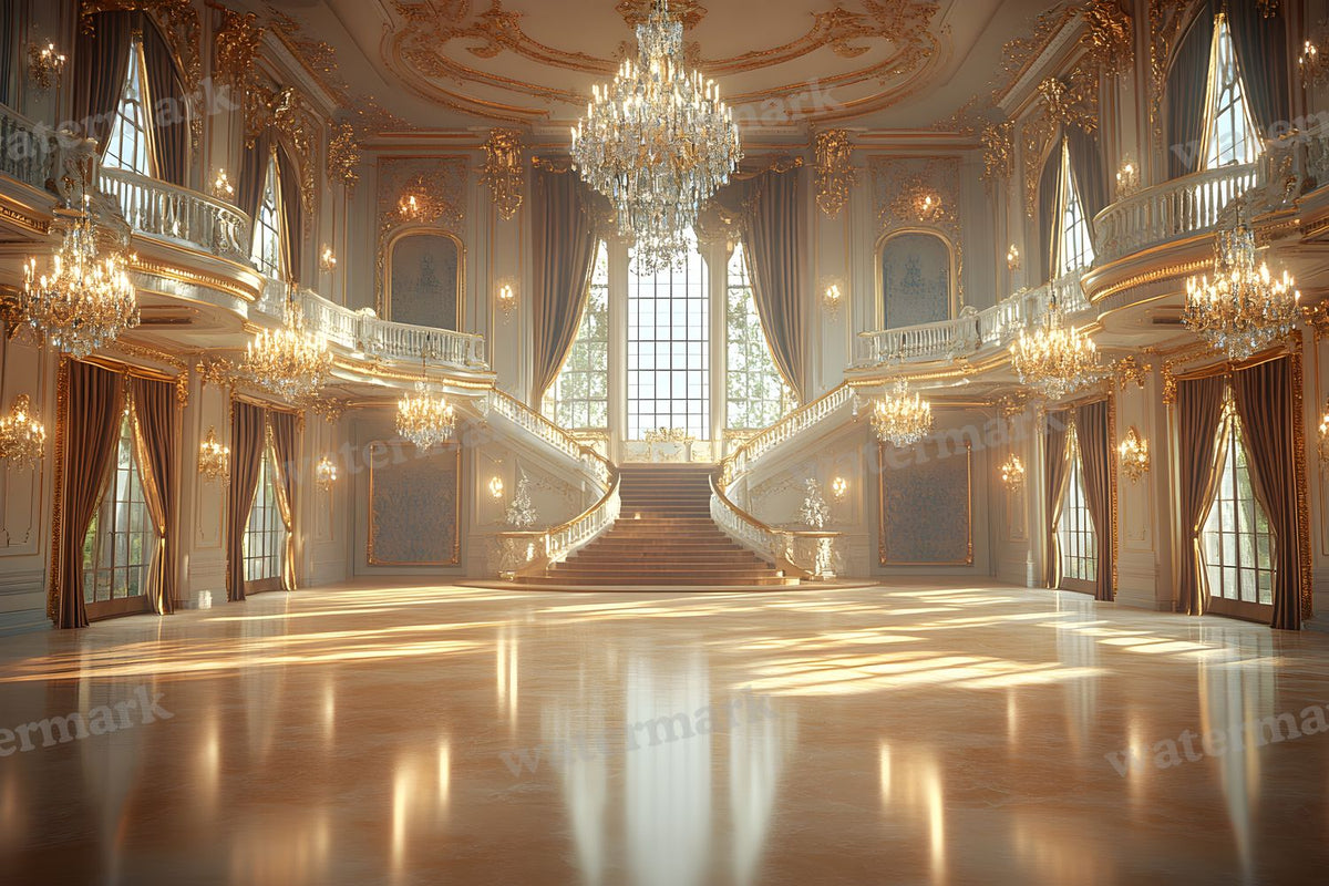 Royal Ornate Ballroom digital photo backdrop for photo editing, preview 15