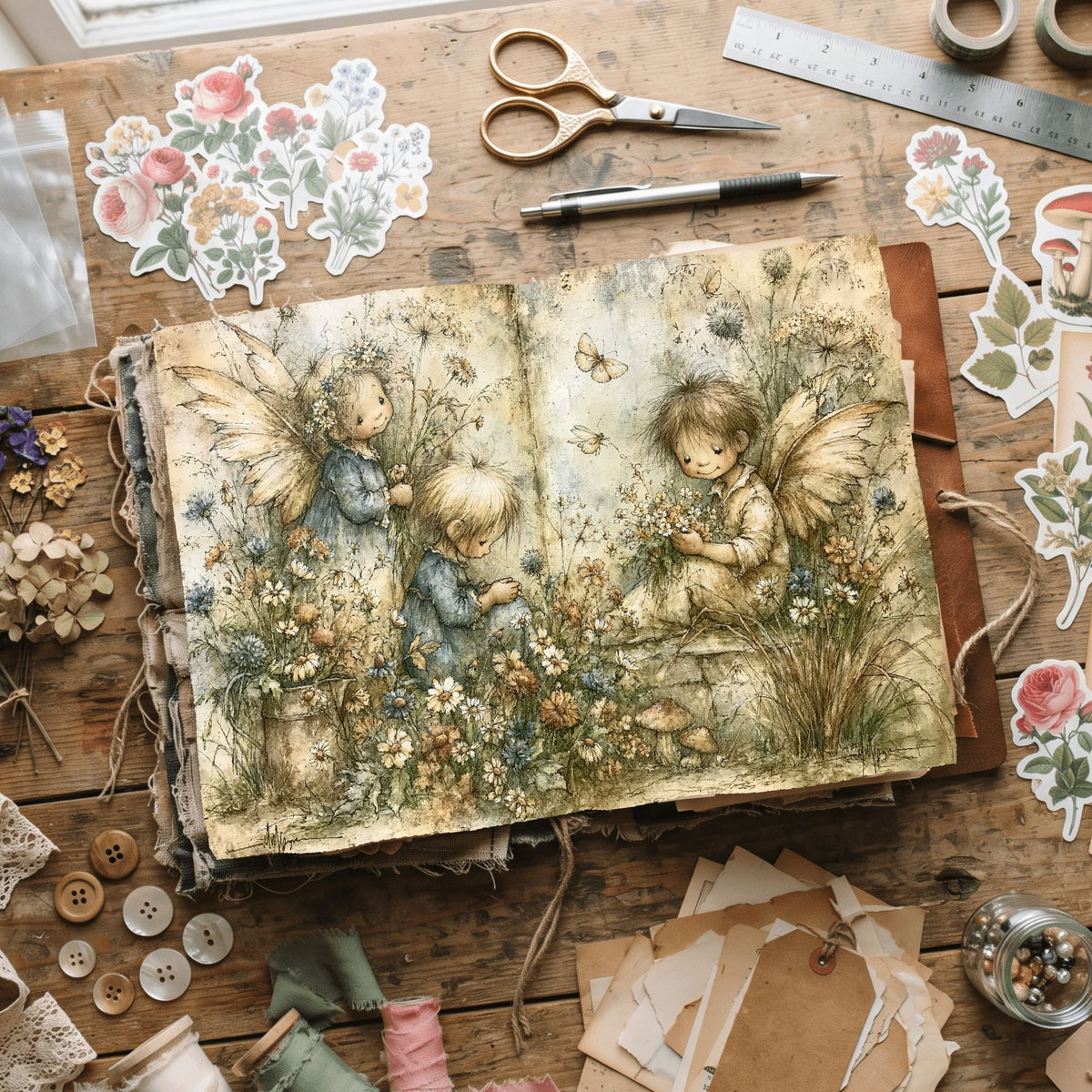 Rustic Angels & Wildflowers Journal Paper